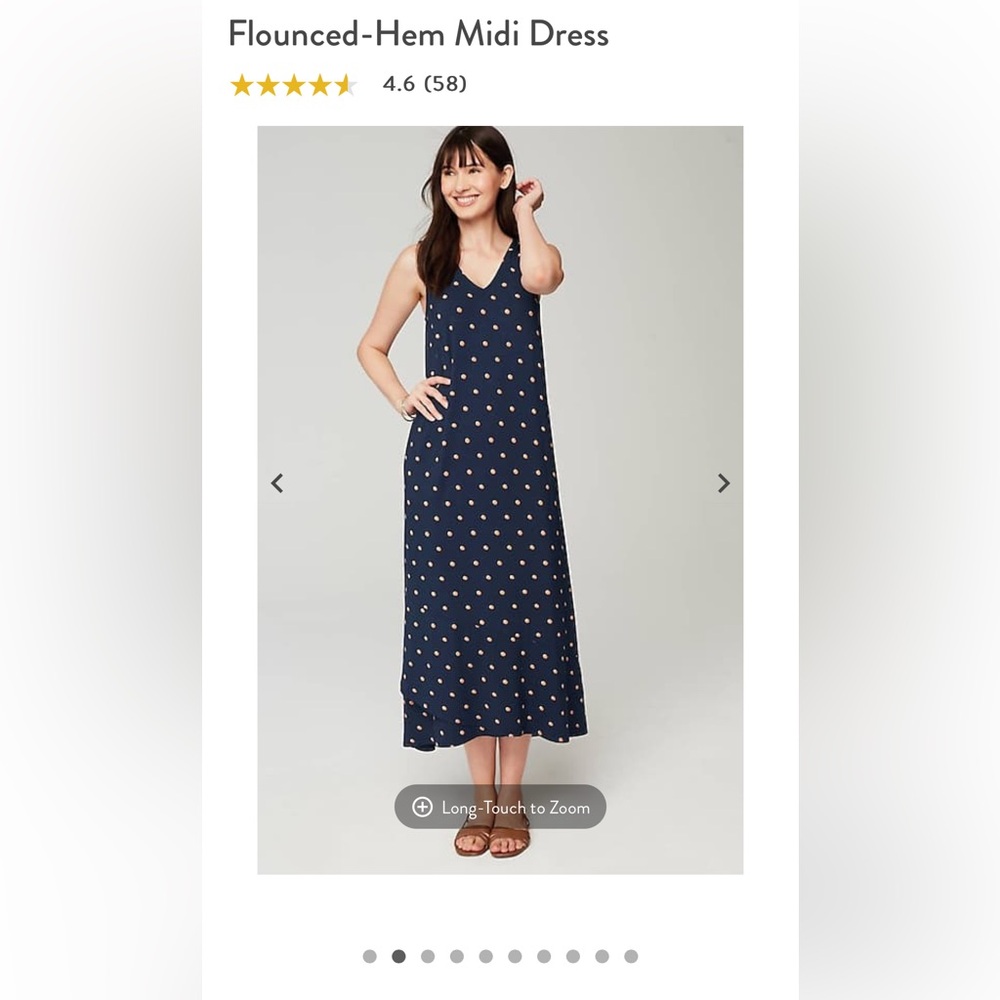 NWT J Jill women Navy blue polka dot dress, size s